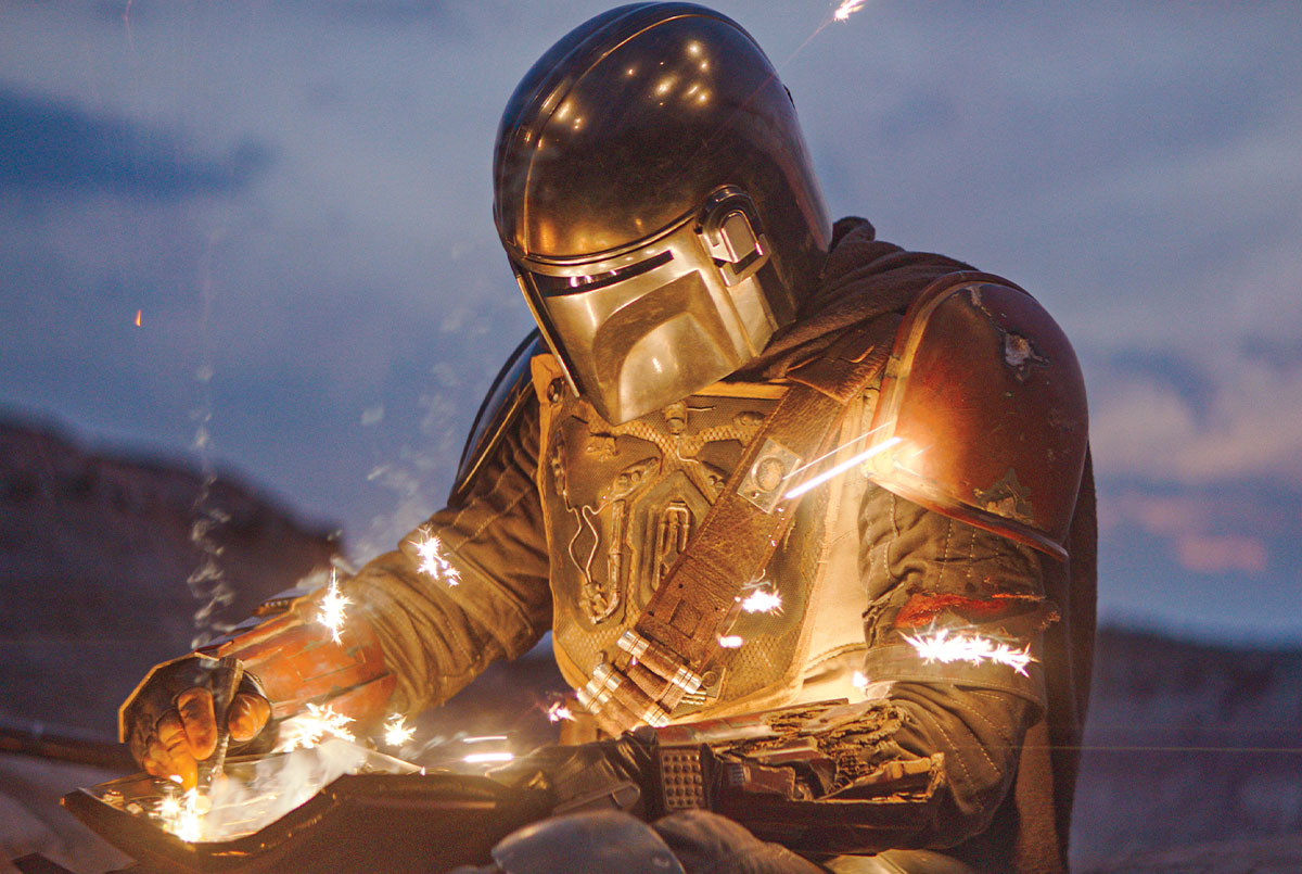 Star Wars character covered in sparks