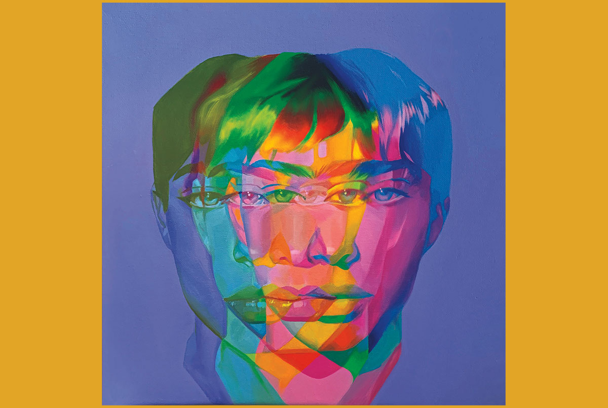 Photo of a colorful portrait of overlapping faces