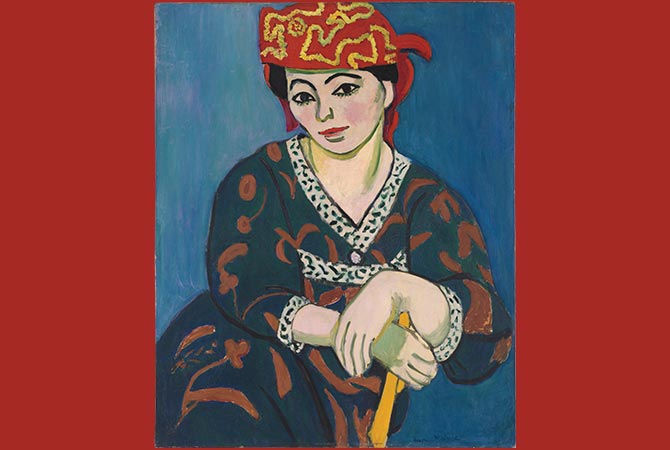 Enlargeable image of a Henri Matisse painting of a woman with a headscarf
