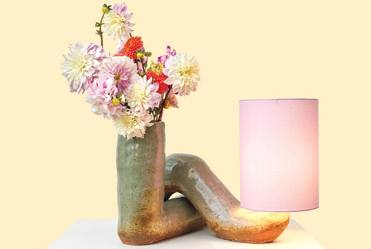 Image of a flower vase that is also a lamp