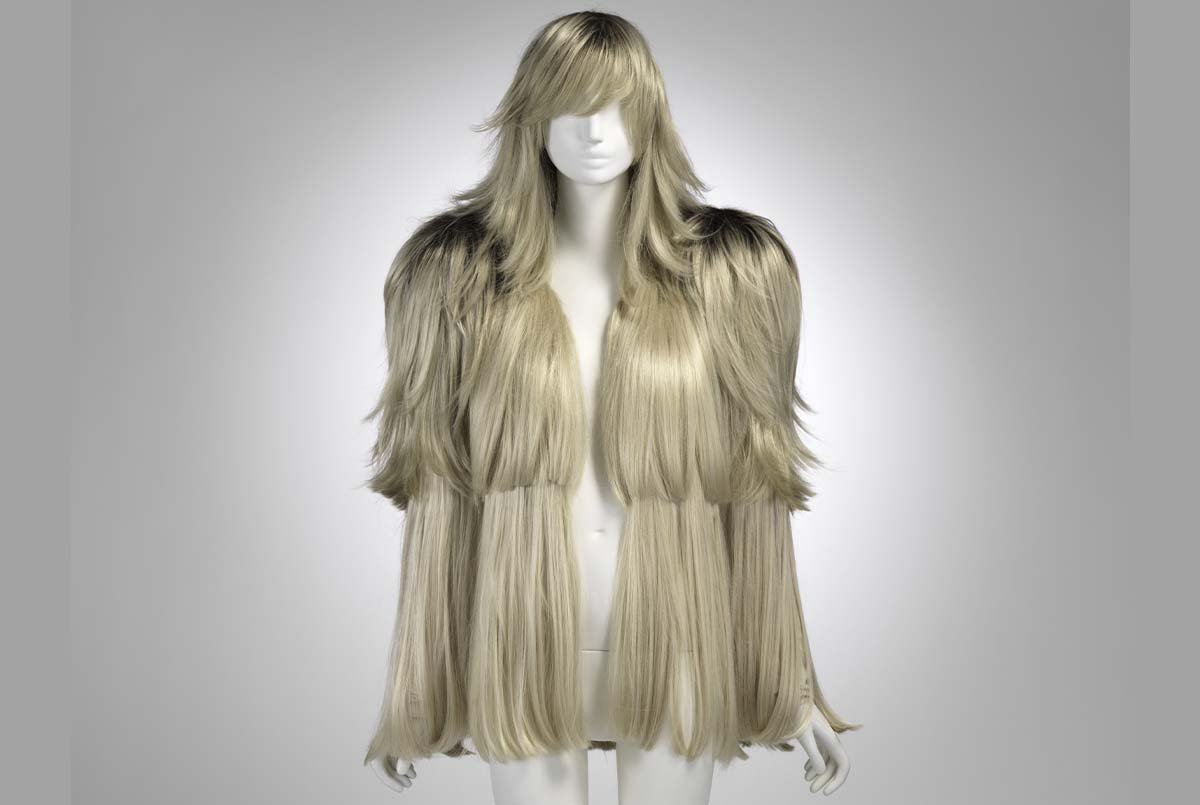 Image of a dress made from blonde hair