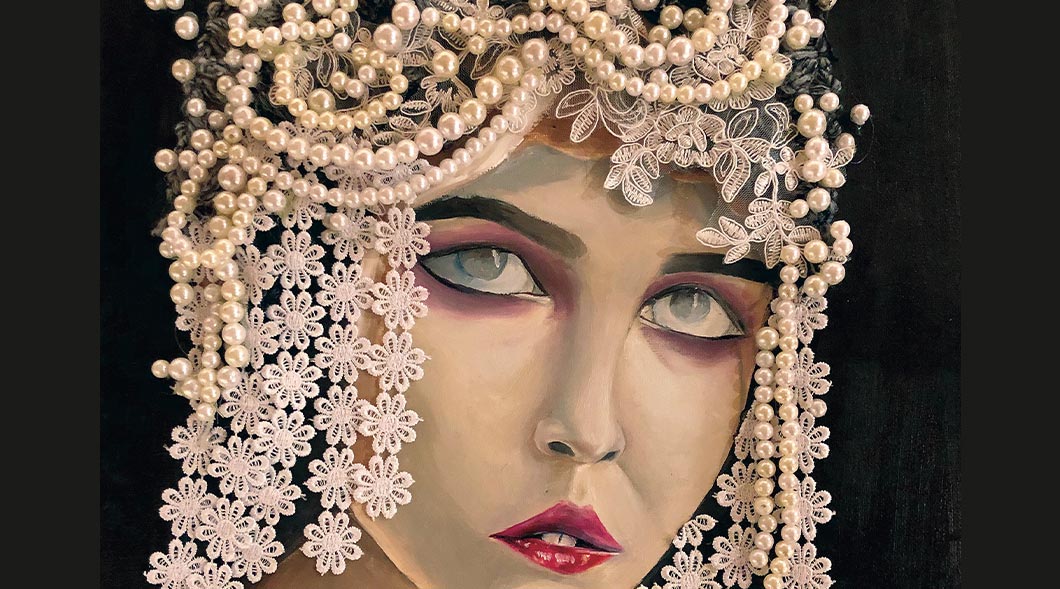Image showing a painting of a headdress decorated by jewels