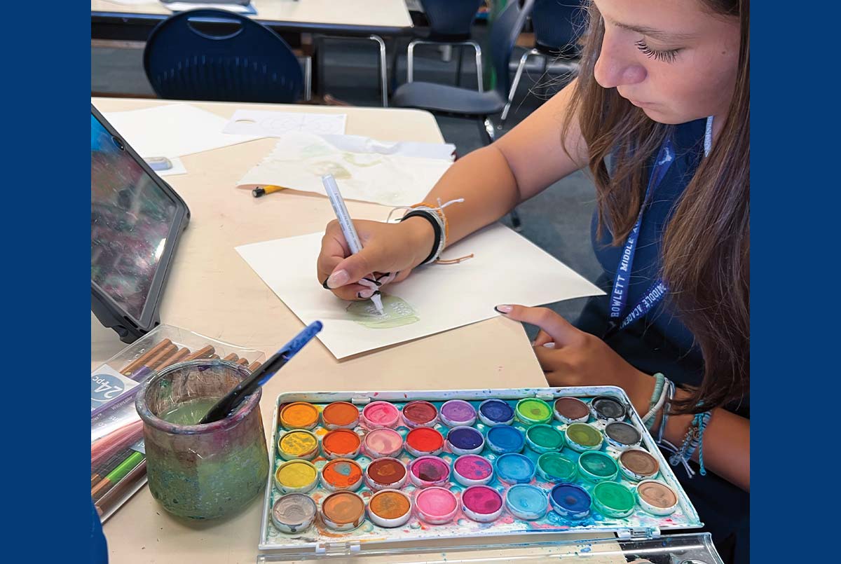 Photo of a student painting