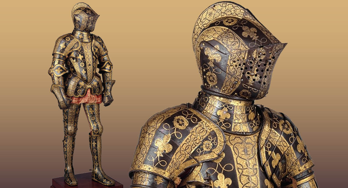 Image of golden armor worn by a soldier