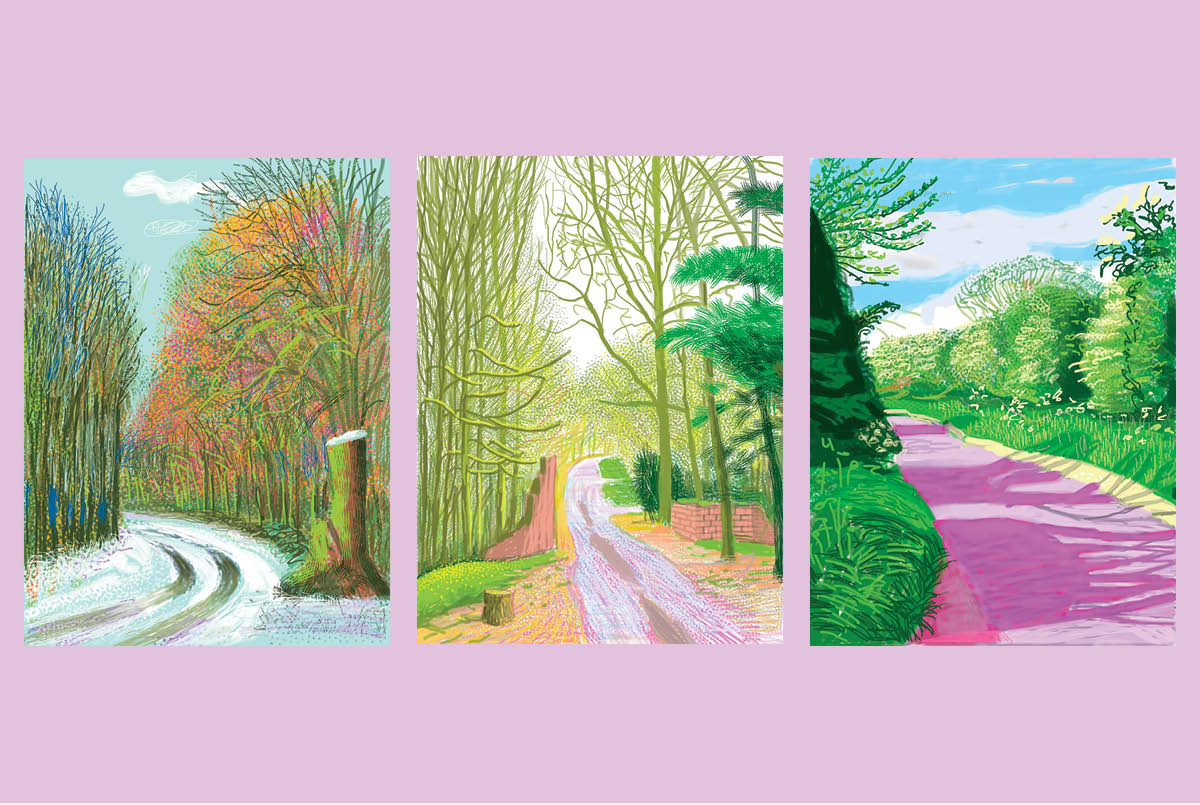 Detailed paintings of three different beautiful landscapes