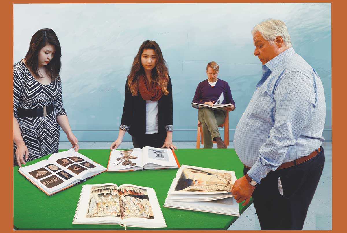 Image of people looking through art books