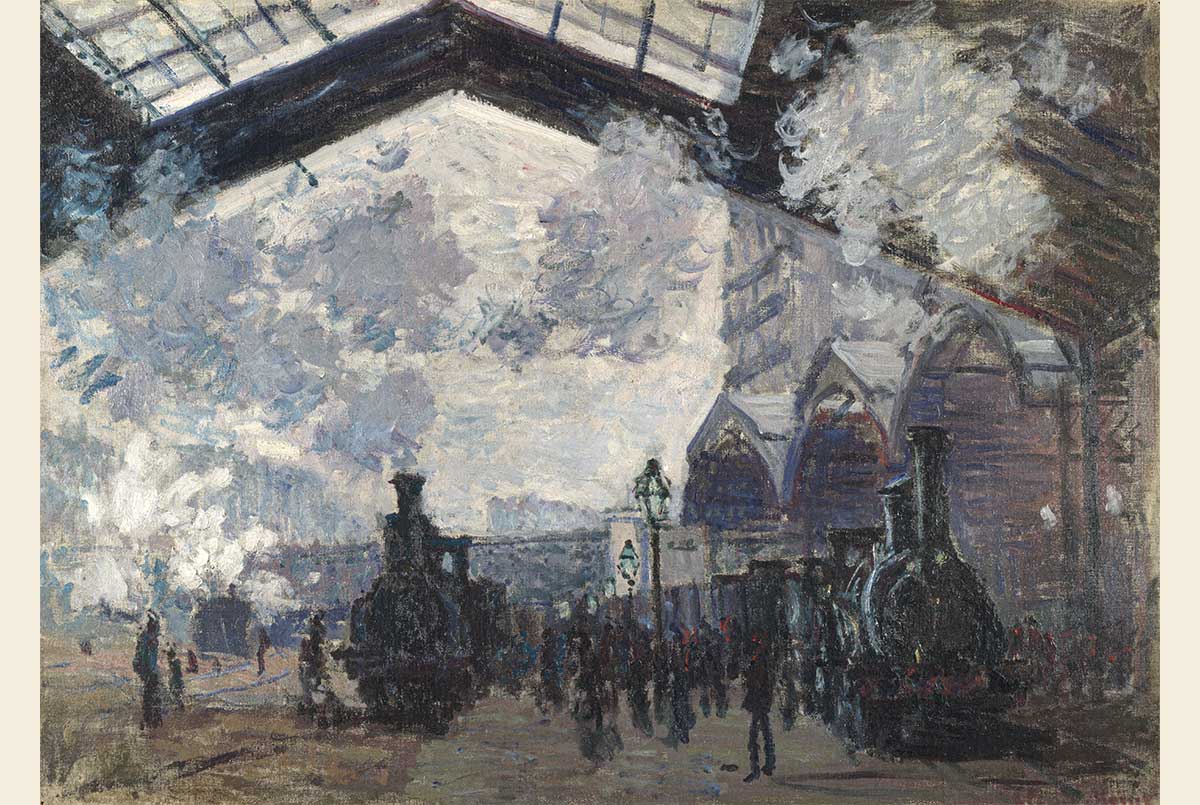 A Monet Painting depicting a train station