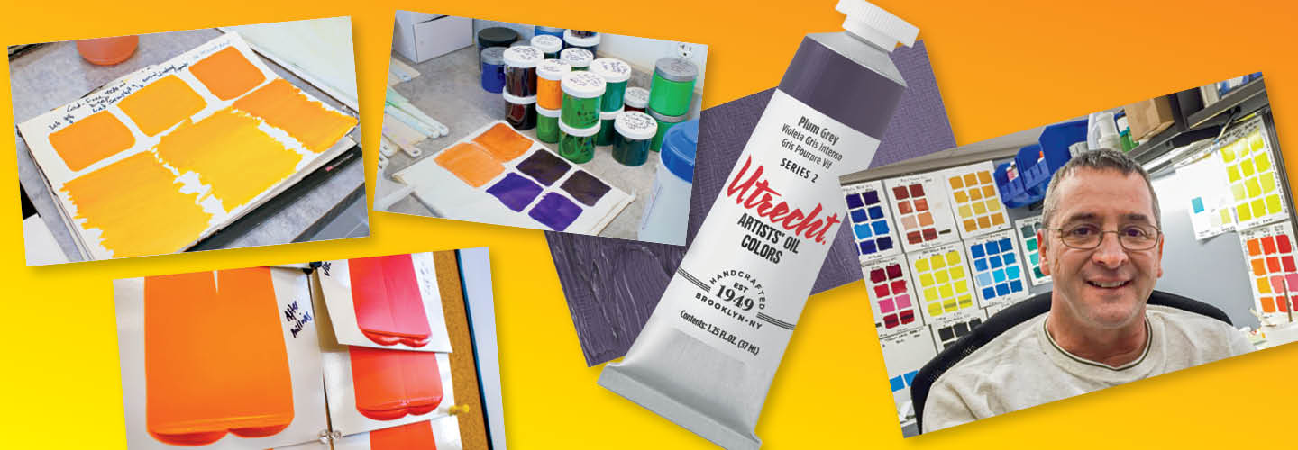 Image of an artist and then images of the different paint colors they created