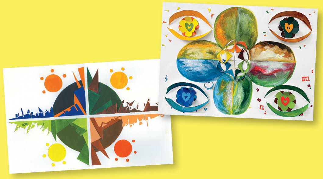Image of two colorful paintings based on symmetry